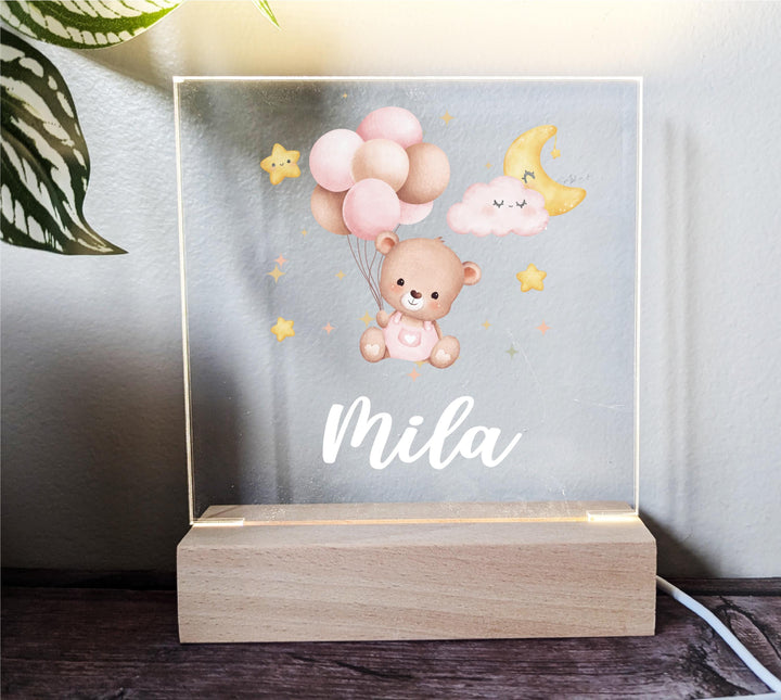 Personalized Teddy Bear LED Night Light • Custom Kids Birthday Gift • Holiday Bedroom Lamp for Nursery &amp; Baby Room D&#233;cor
