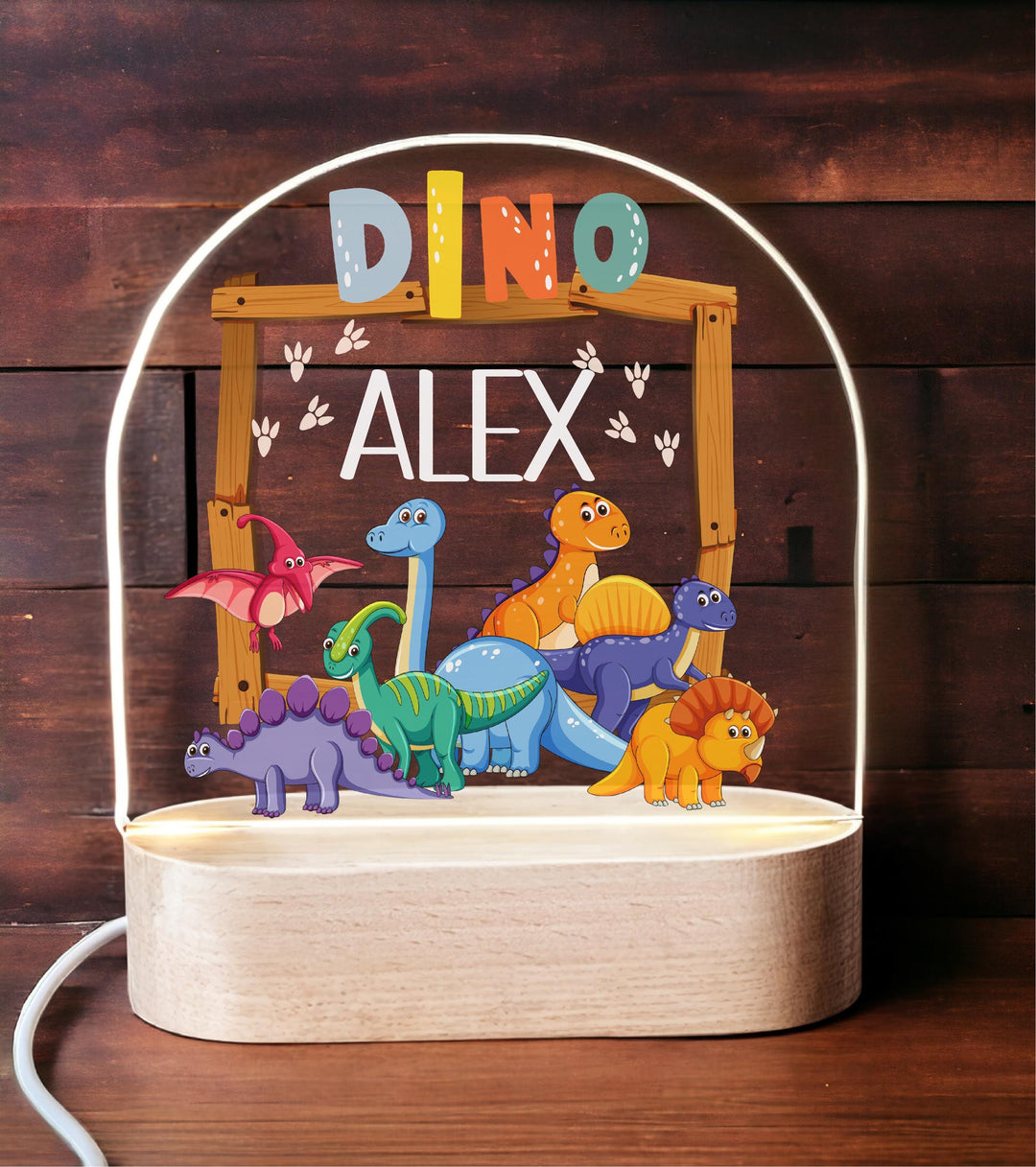 Personalized Dinosaur LED Night Light • Custom Kids Birthday Gift • Holiday Nursery Lamp for Boys Bedroom D&#233;cor