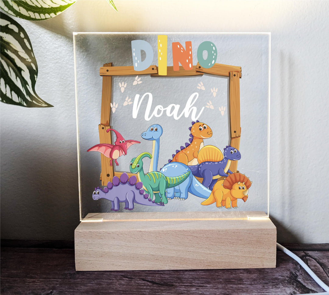 Personalized Dinosaur Night Light, Custom Name, Boys Gift
