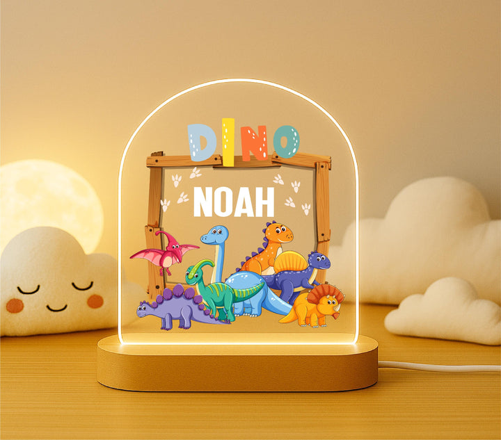 Personalized Dinosaur LED Night Light • Custom Kids Birthday Gift • Holiday Nursery Lamp for Boys Bedroom D&#233;cor