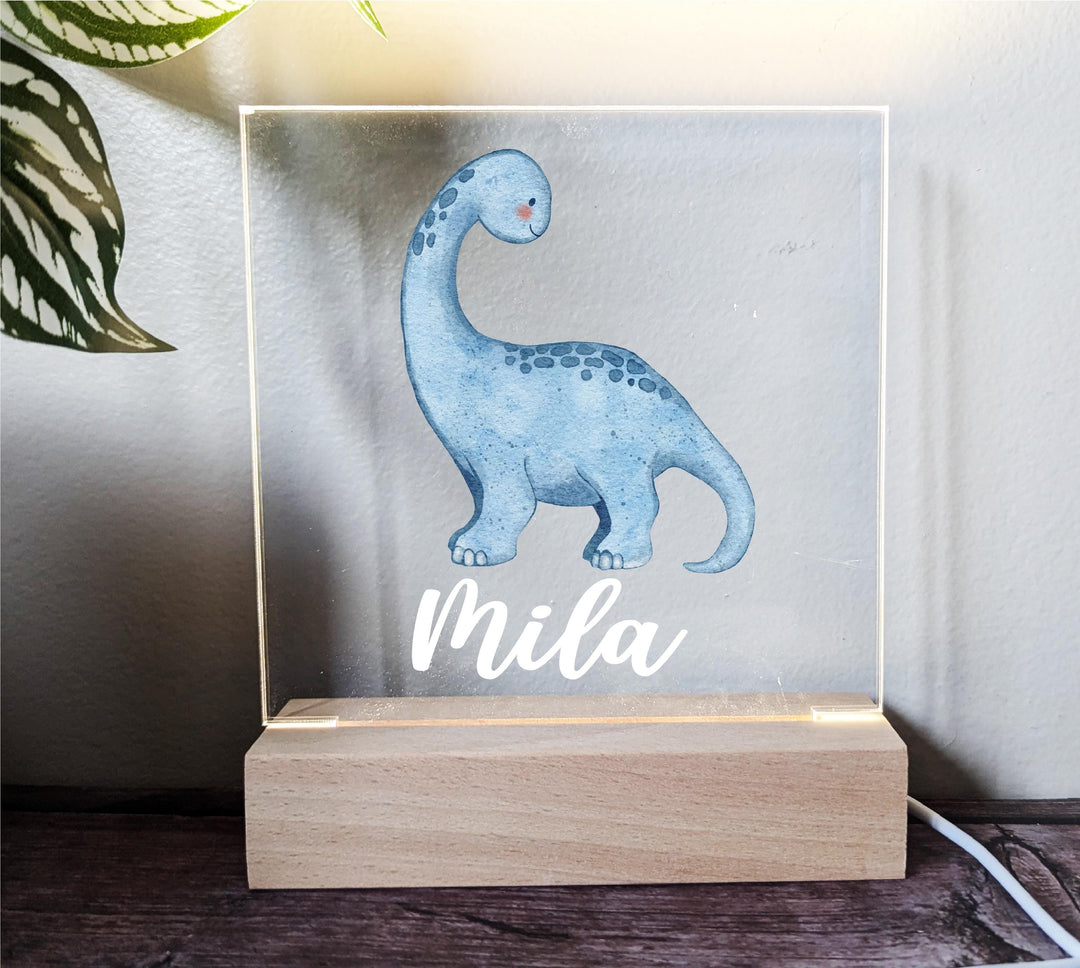 Custom Boys Bedroom Lamp • Unique Birthday Gift or Holiday Present for Kids Personalized Dinosaur LED Night Light