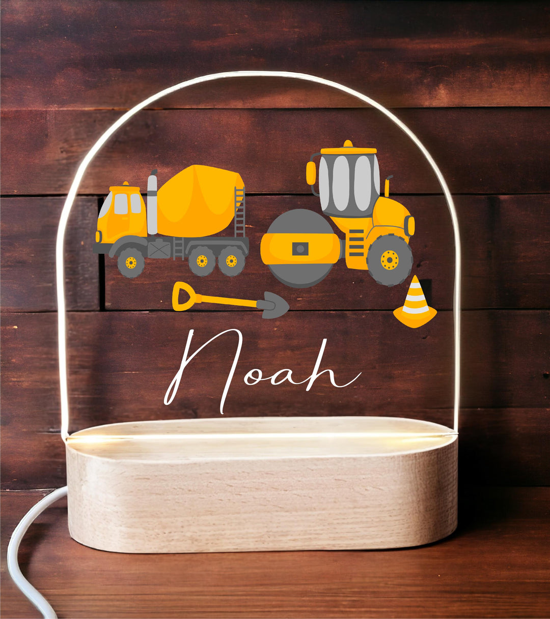 Personalized Construction Truck LED Night Light • Custom Kids Birthday Gift • Holiday Bedroom Lamp for Boys Nursery D&#233;cor