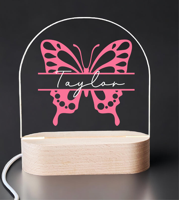 Personalized Butterfly LED Night Light • Custom Kids Birthday Gift • Holiday Nursery Lamp for Girls Bedroom D&#233;cor