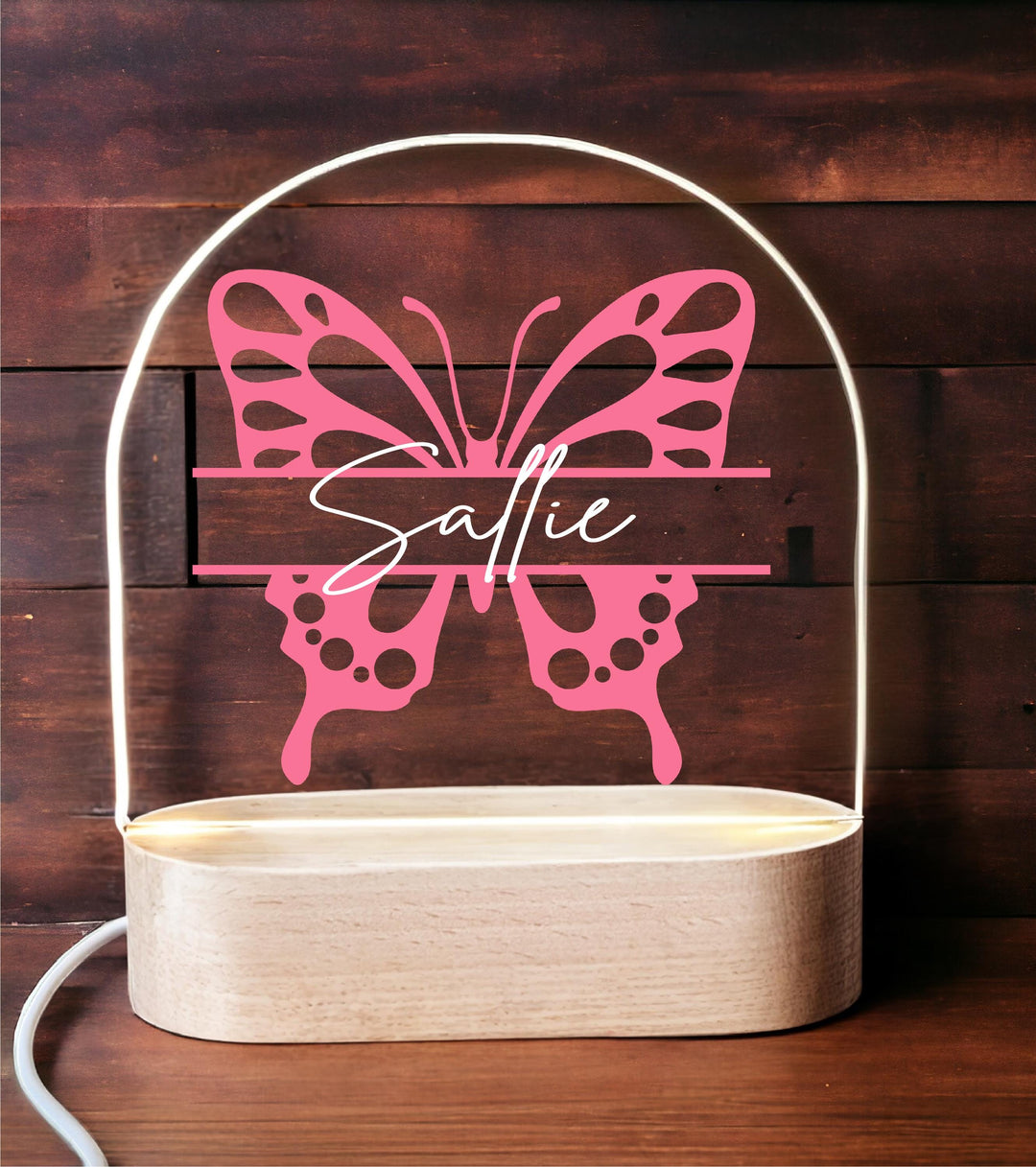 Personalized Butterfly LED Night Light • Custom Kids Birthday Gift • Holiday Nursery Lamp for Girls Bedroom D&#233;cor