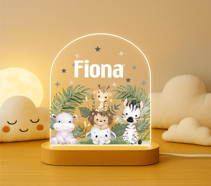 Personalized Safari Animal Night Light for Boys, Custom Name