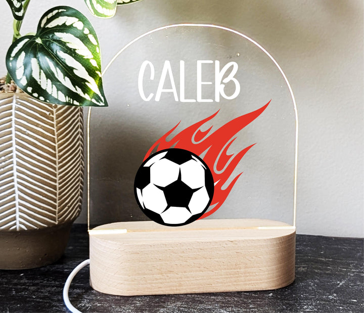 Personalized Soccer LED Night Light • Custom Boys Birthday Gift • Holiday Kids Room Lamp • Sports Themed Bedroom D&#233;cor