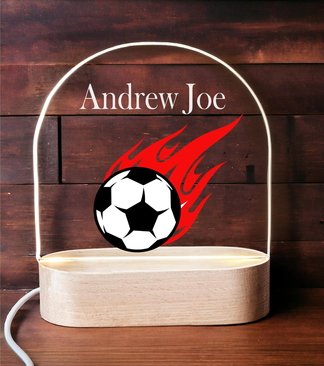 Personalized Soccer LED Night Light • Custom Boys Birthday Gift • Holiday Kids Room Lamp • Sports Themed Bedroom D&#233;cor