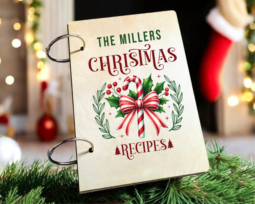 Personalized Grandma’s Christmas Recipe Book | Custom Holiday Cookbook Binder | Family Baking Gift &amp; Keepsake