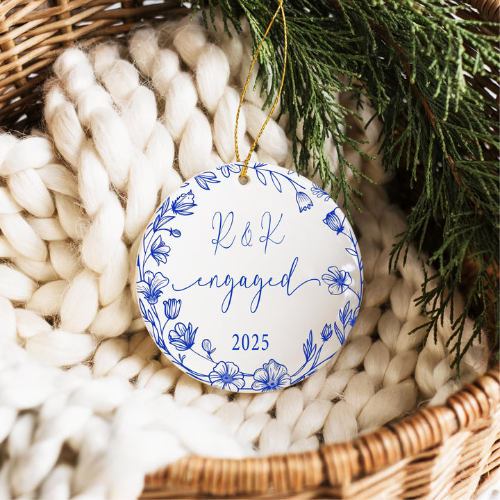 Engaged Ornament 2025 | Personalized Engagement Christmas Ornament | Custom Couple Gift | Wedding Keepsake for Newly Engaged