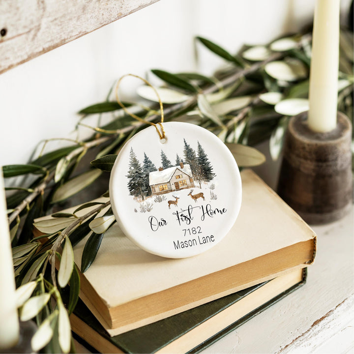 Our First Home Ornament | Personalized New Home Gift | Custom Address Keepsake | Housewarming Christmas Ornament