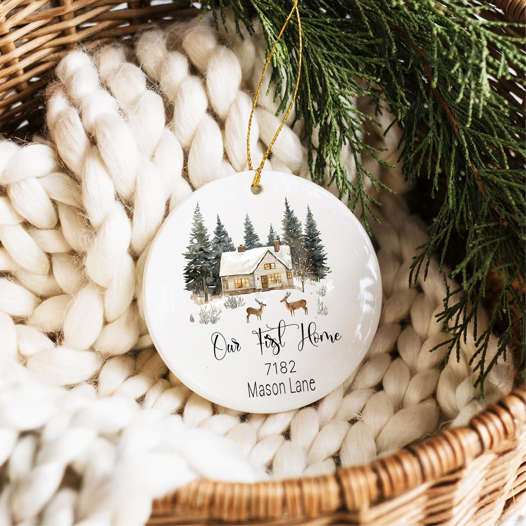 Our First Home Ornament | Personalized New Home Gift | Custom Address Keepsake | Housewarming Christmas Ornament