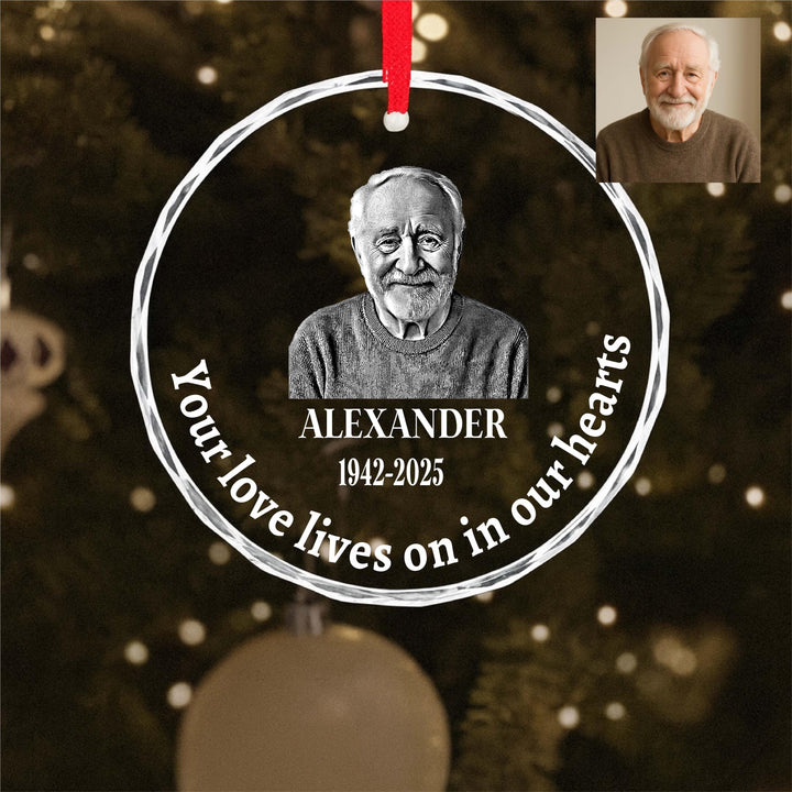 Personalized Photo Memorial Ornament , Custom Engraved Keepsake, In Loving Memory Christmas Gift Sentimental ornament