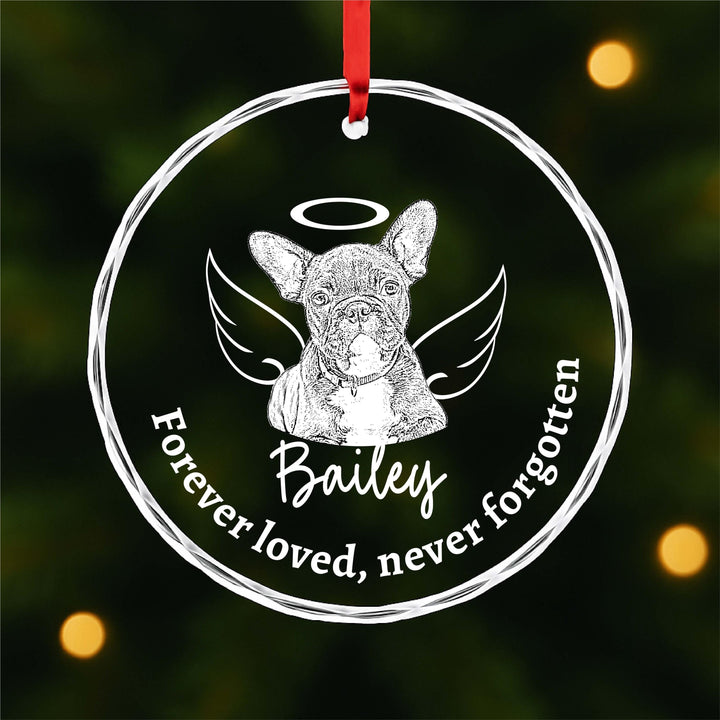Pet Ornament with Photo, Dog Loss Gift, Custom Pet Remembrance Keepsake, Angel Wings Halo Ornament Christmas 2025