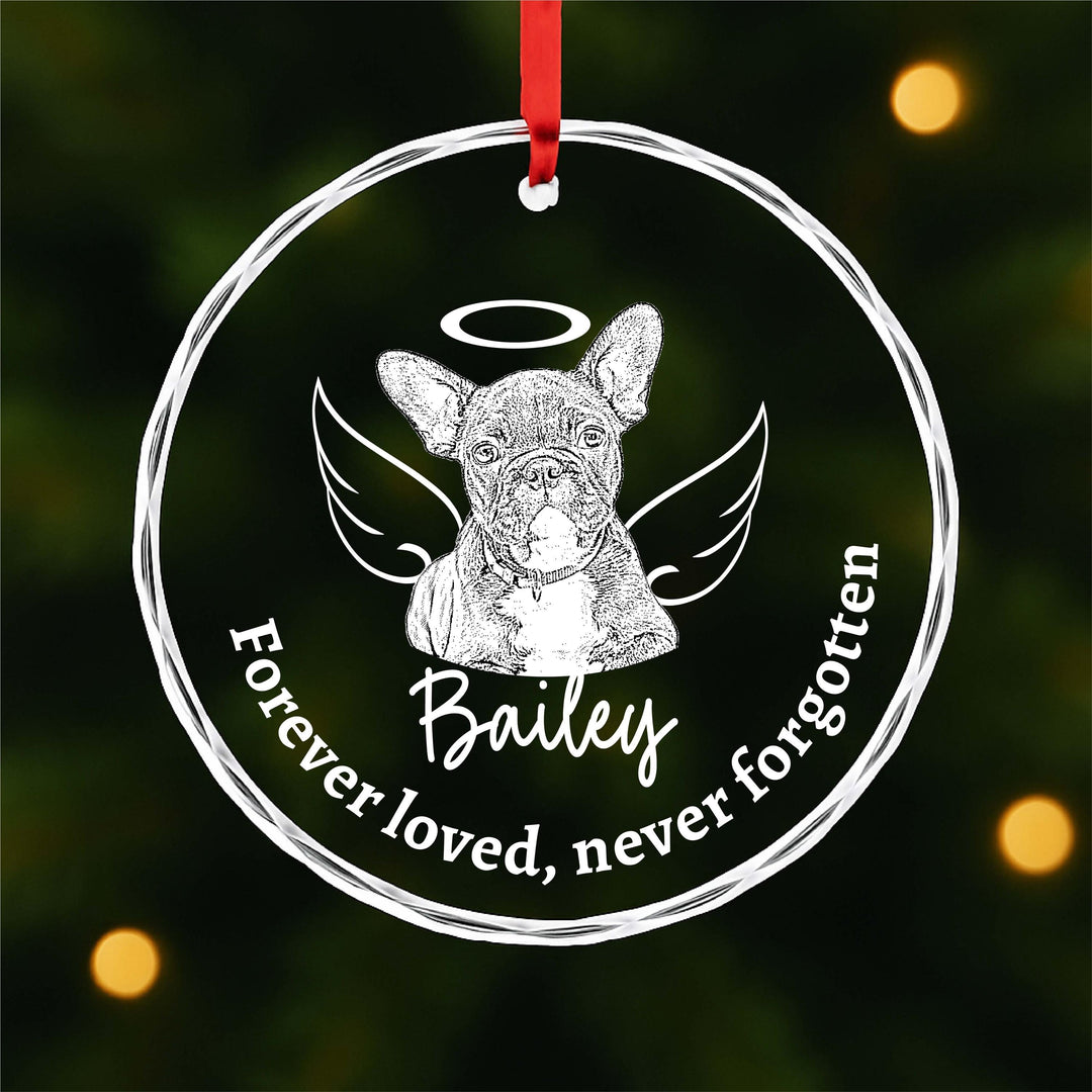 Pet Memorial Ornament with Photo, Dog Loss Gift, Custom Pet Remembrance Keepsake, Angel Wings Halo Ornament Christmas 2025
