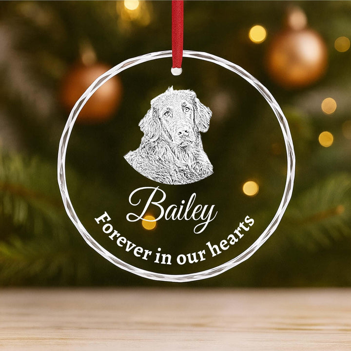 Custom Pet Memorial Ornament, Engraved Glass Dog Ornament, Loss Gift