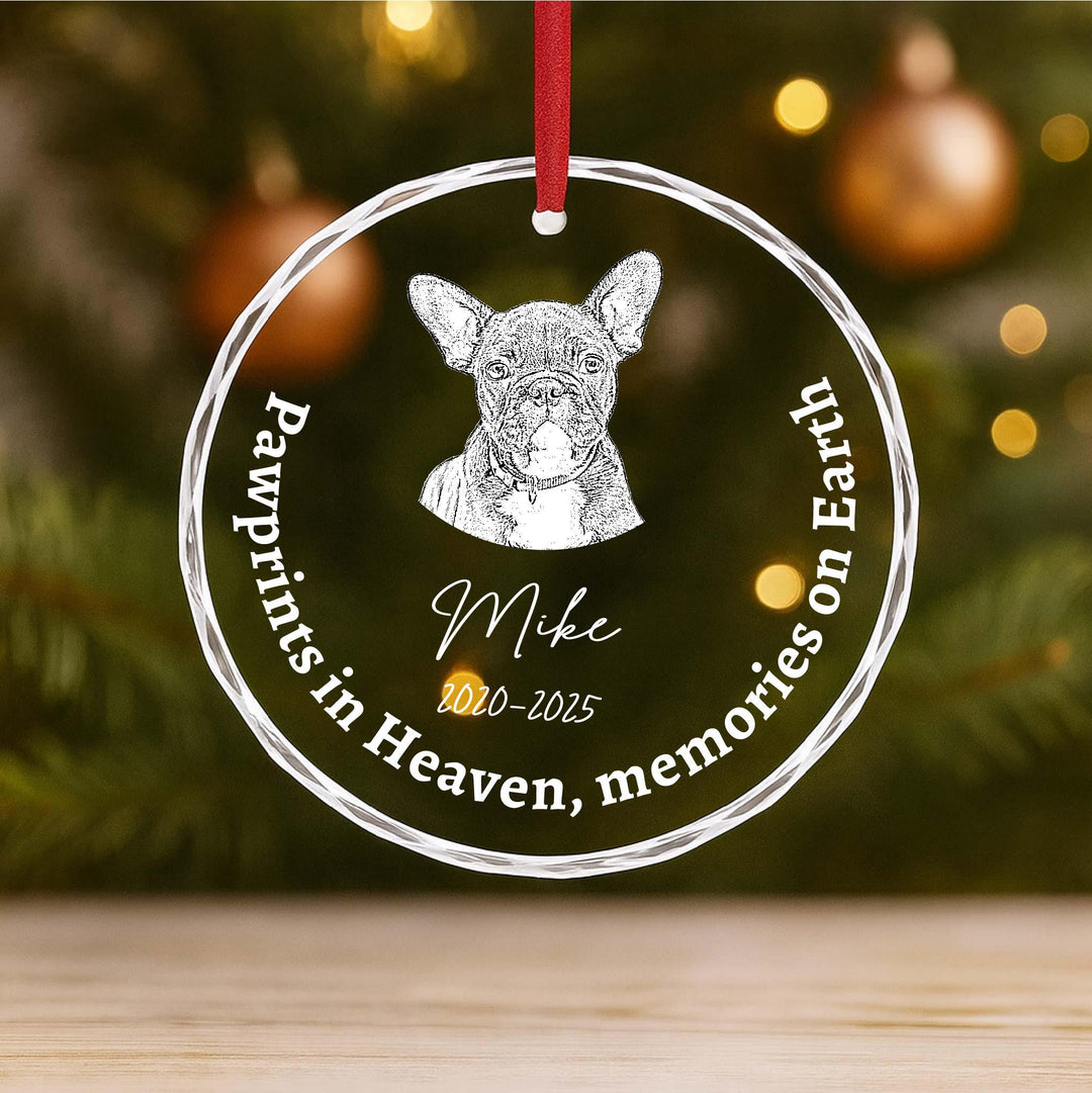 Pet photo Memorial Ornament, Dog Loss Gift, Personalized Pet Keepsake, Pawprints in Heaven Custom&nbsp;Ornament