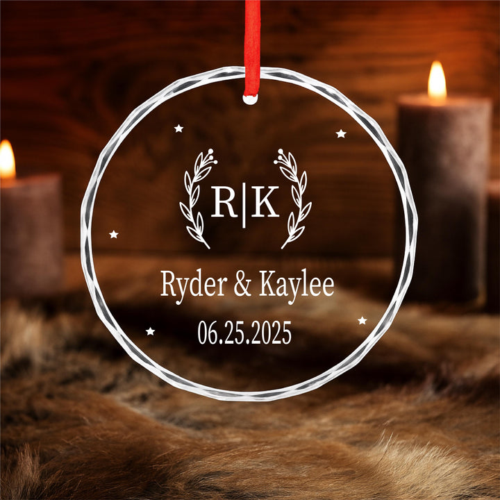 Anniversary or First Christmas Gift Personalized Laser Engraved Couple Ornament | Custom Acrylic Wedding Keepsake