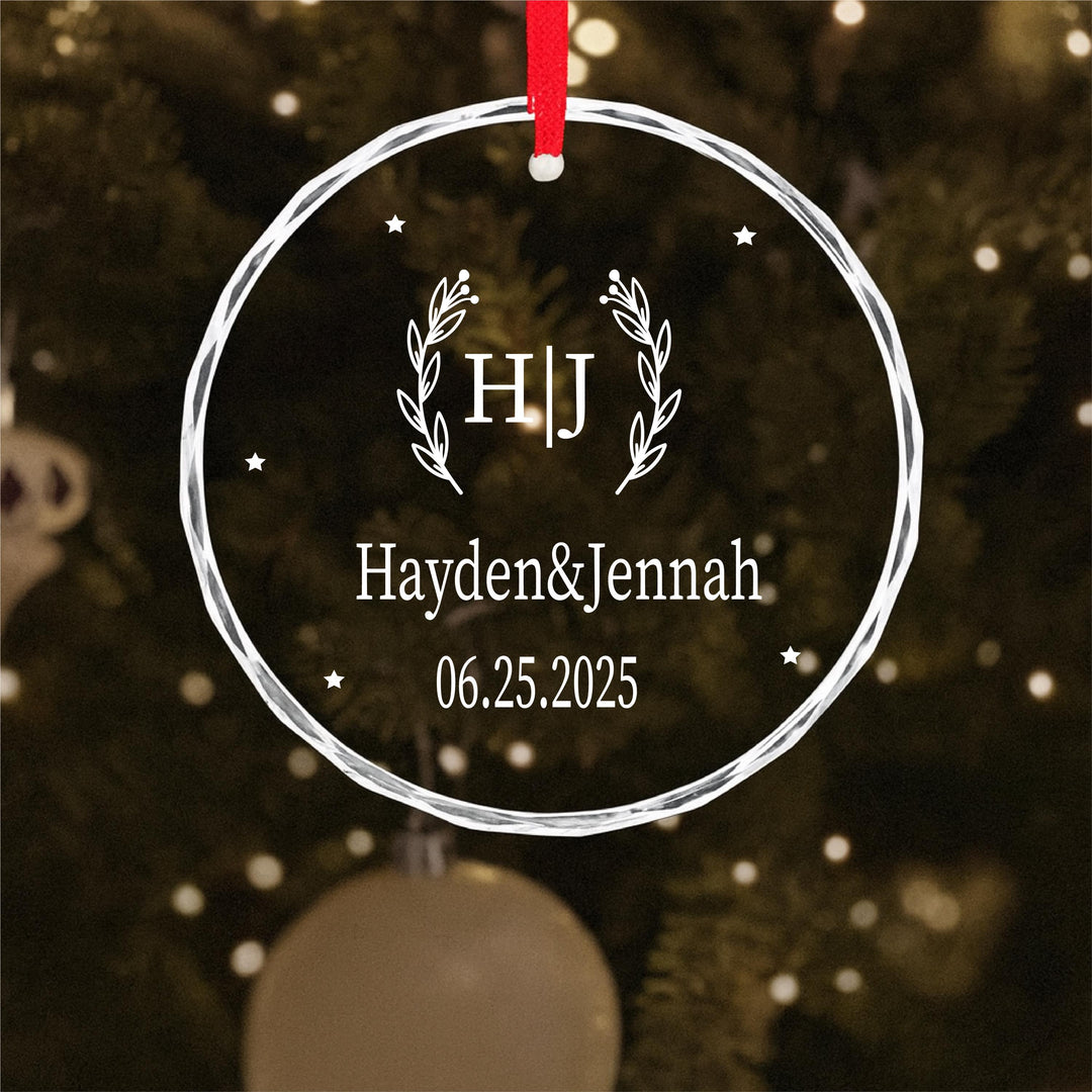 Anniversary or First Christmas Gift Personalized Laser Engraved Couple Ornament | Custom Acrylic Wedding Keepsake