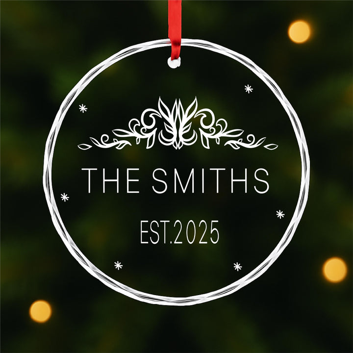 Wedding Gift for Couple | Custom Glass Family Ornament | Laser Engraved “Established” Keepsake | Anniversary Gift 2025