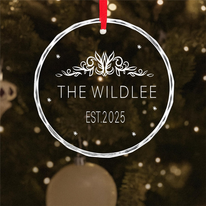 Wedding Gift for Couple | Custom Glass Family Ornament | Laser Engraved “Established” Keepsake | Anniversary Gift 2025