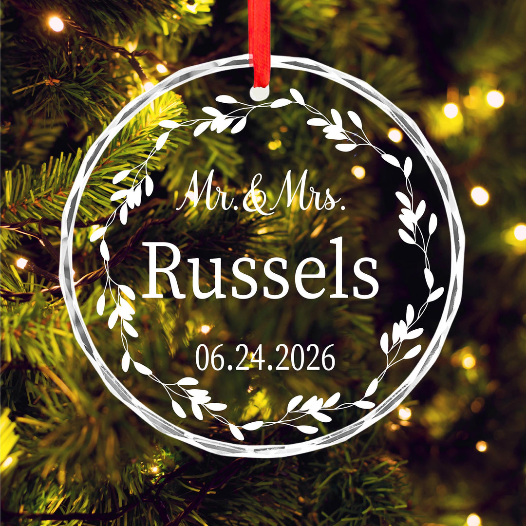 Personalized Wedding Date Ornament – Newlywed Couple Keepsake