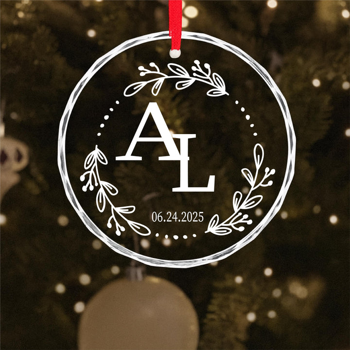 Personalized Couple Initials Glass Ornament – Newlywed Wedding Keepsake