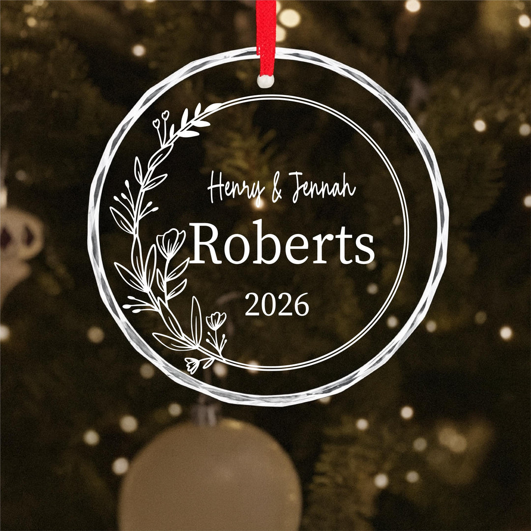 Personalized Engraved Couple Name Ornament – Wedding Keepsake