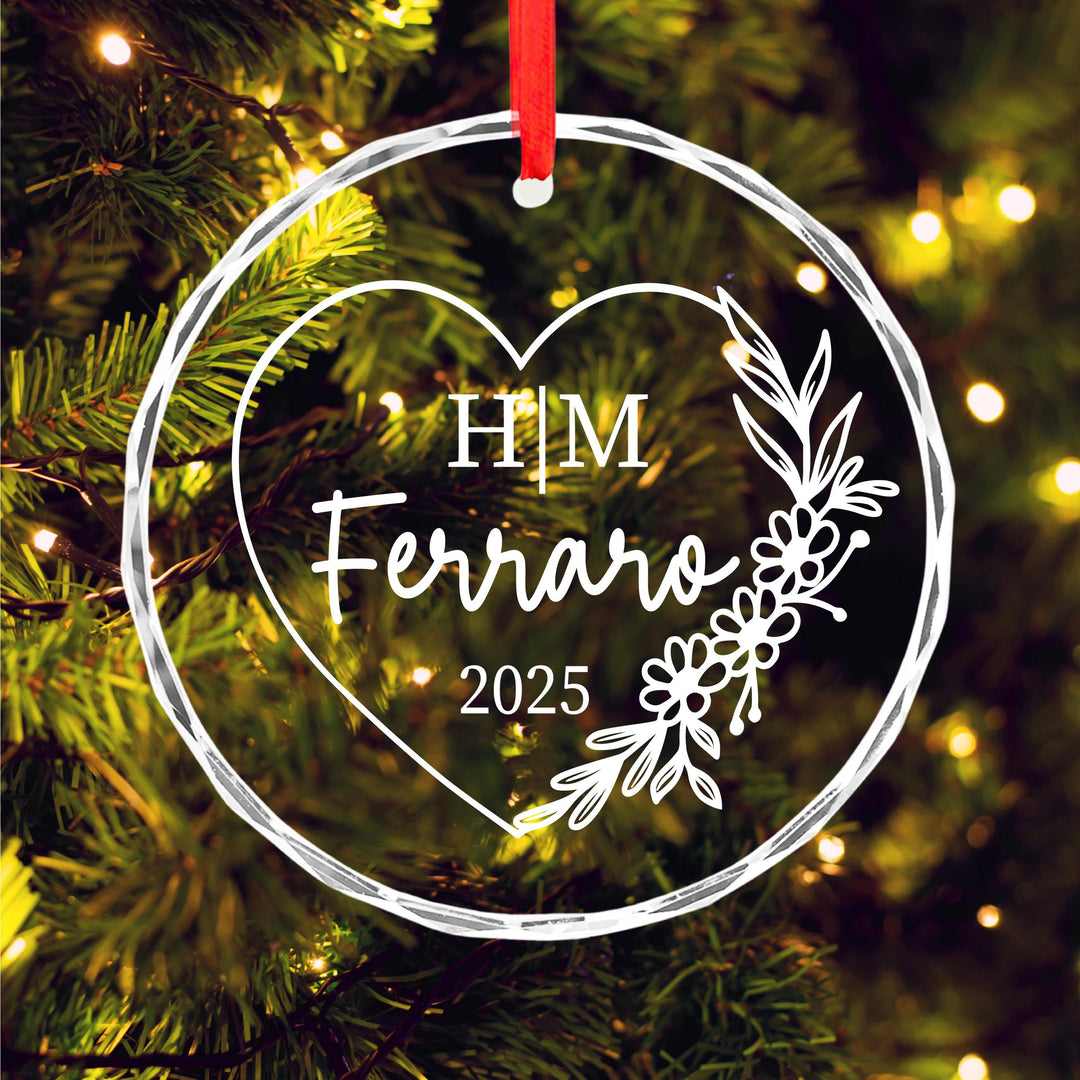 Personalized Heart Acrylic Ornament 2025 | Custom Couple Name Christmas Keepsake | Wedding or Engagement Gift