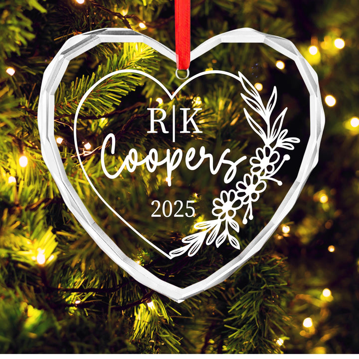 Personalized Heart Acrylic Ornament 2025 | Custom Couple Name Christmas Keepsake | Wedding or Engagement Gift