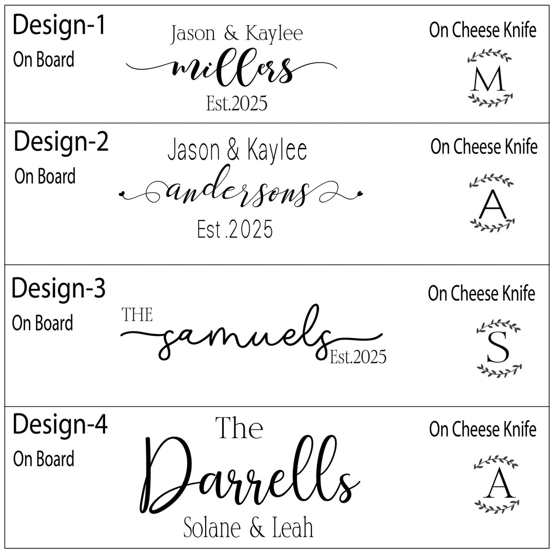 Custom Engraved Charcuterie Board Set - Wedding or Christmas Gift for Couples