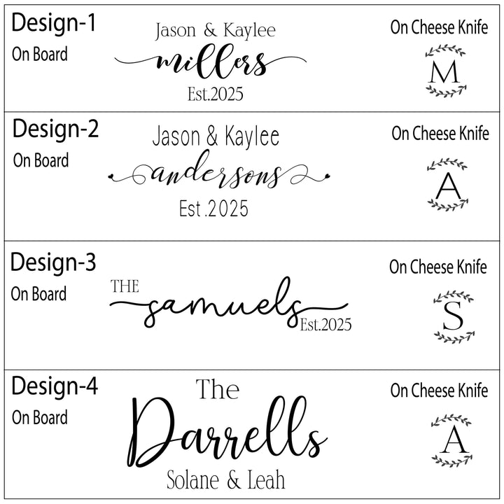 Custom Engraved Charcuterie Board Set - Wedding or Christmas Gift for Couples
