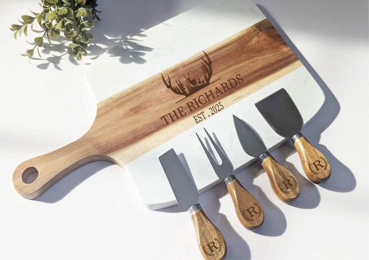 Personalized Serving Board for Couple Anniversary , Engraved Charcuterie Board Gift for Couple, Wedding, or Christmas House warming gift