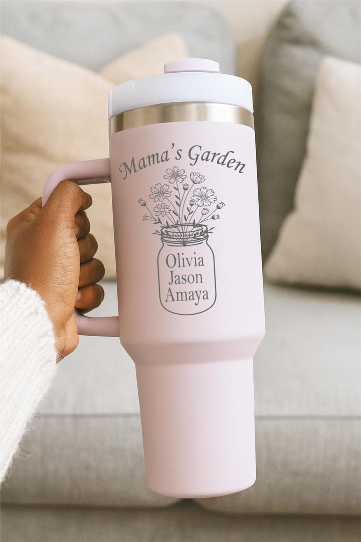 Personalized Mama’s Garden Tumbler with kids name&nbsp;– Gift for Mom, Grandma, or Nana – Mother’s Day, Birthday, Christmas Gift