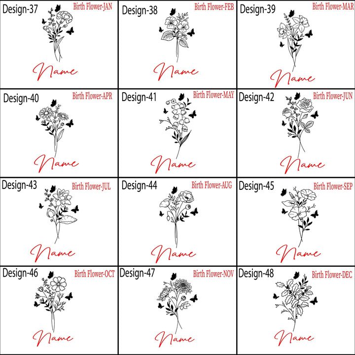 Custom Name&nbsp;Tumbler – Personalized Gift for Mom, Nana, Teacher or Bride – Floral Birth Month Design, Wedding, Birthday, or Christmas Gift