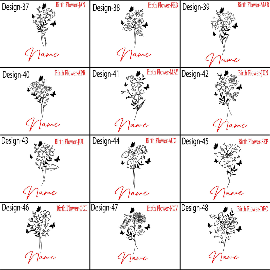 Custom Name&nbsp;Tumbler – Personalized Gift for Mom, Nana, Teacher or Bride – Floral Birth Month Design, Wedding, Birthday, or Christmas Gift