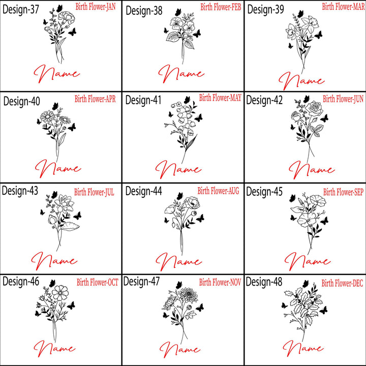 Custom Name&nbsp;Tumbler – Personalized Gift for Mom, Nana, Teacher or Bride – Floral Birth Month Design, Wedding, Birthday, or Christmas Gift