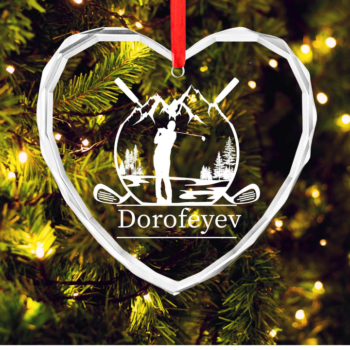 Personalized Golf Ornament – Custom Engraved Glass Keepsake for Golfers | Unique Christmas Gift for Dad, Husband or Coach