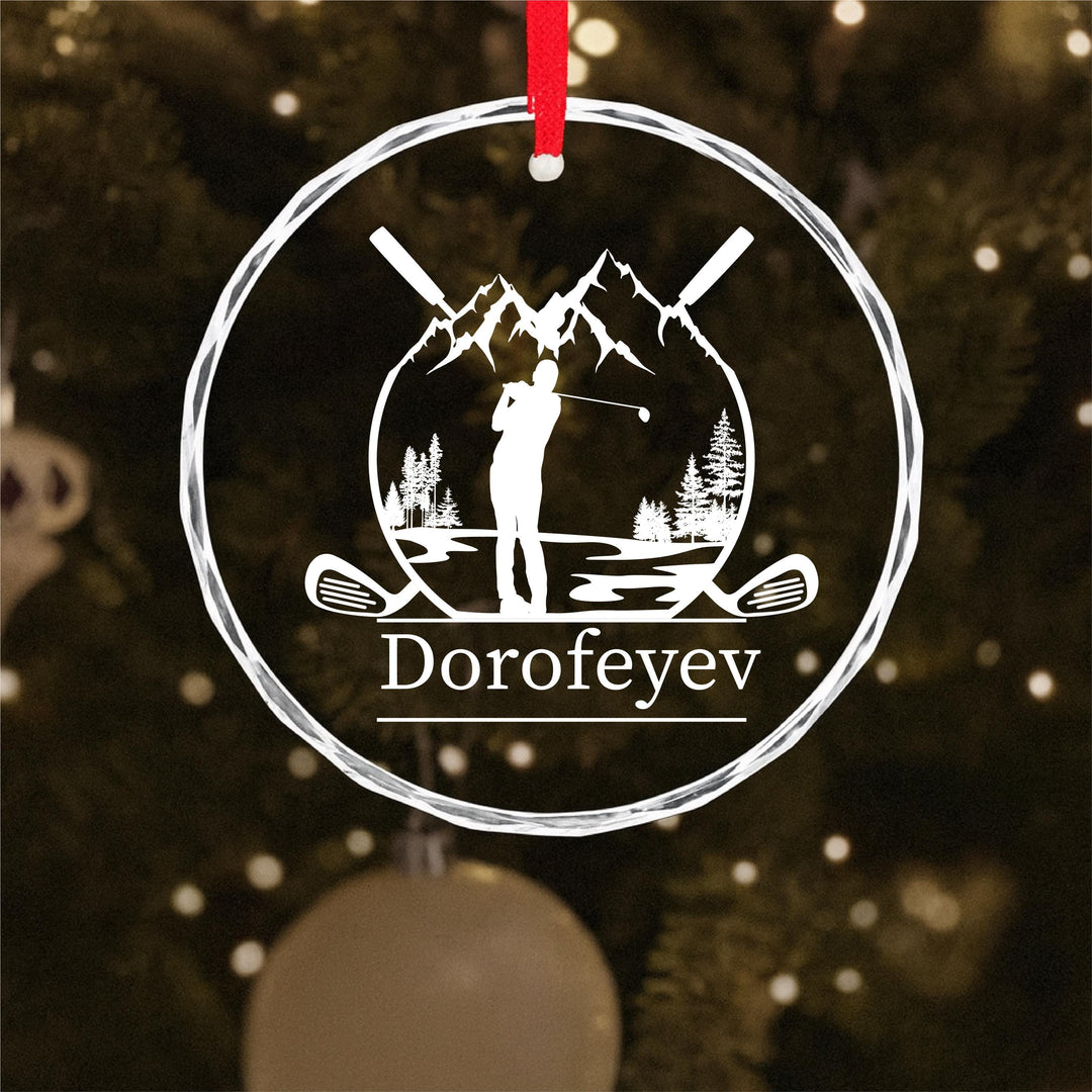Personalized Golf Ornament – Custom Engraved Glass Keepsake for Golfers | Unique Christmas Gift for Dad, Husband or Coach