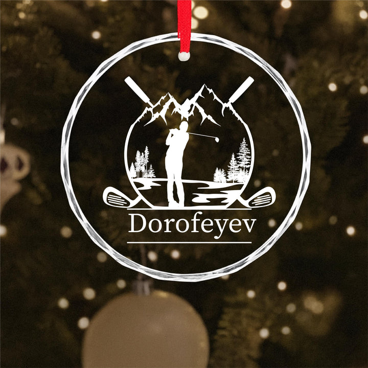 Personalized Golf Ornament – Custom Engraved Glass Keepsake for Golfers | Unique Christmas Gift for Dad, Husband or Coach