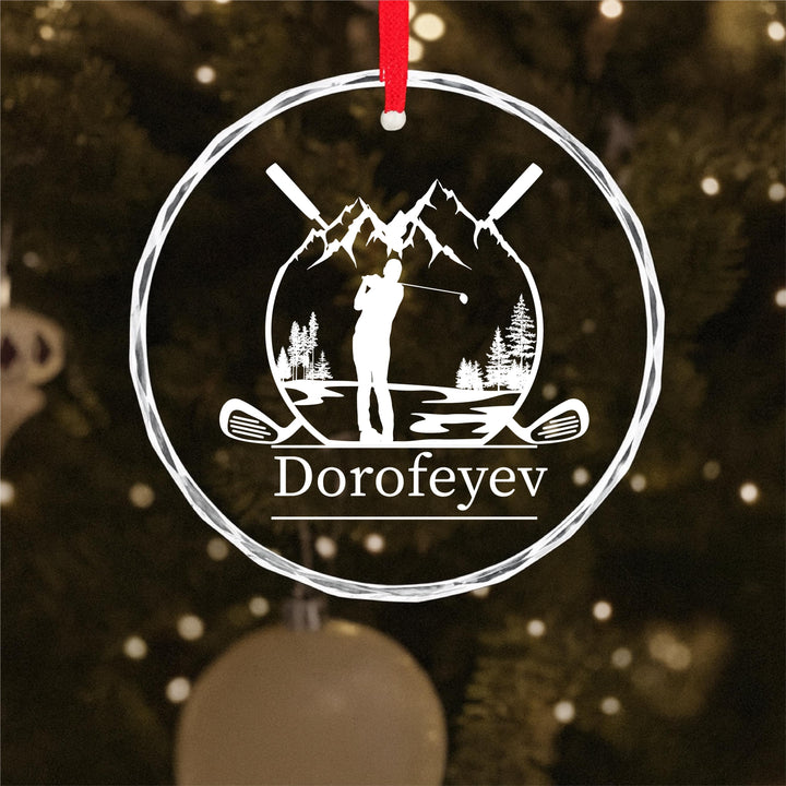 Personalized Golf Ornament – Custom Engraved Glass Keepsake for Golfers | Unique Christmas Gift for Dad, Husband or Coach