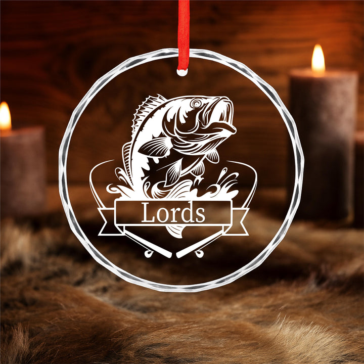 Personalized Fishing Ornament – Custom Bass Fish Glass Keepsake | Unique Gift for Fisherman, Dad or Outdoor Enthusiast