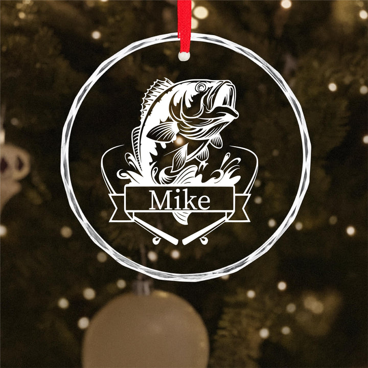 Personalized Fishing Ornament – Custom Bass Fish Glass Keepsake | Unique Gift for Fisherman, Dad or Outdoor Enthusiast