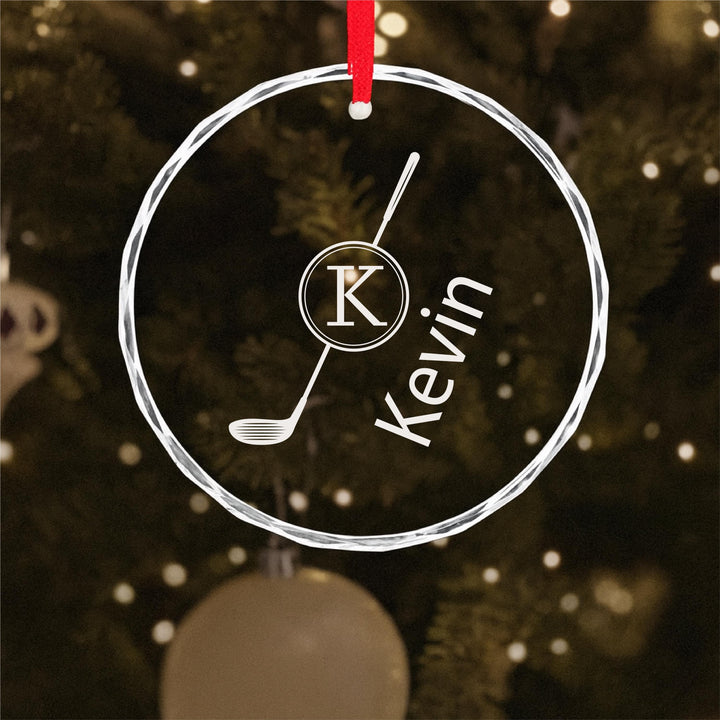 Personalized Golf Ornament, Monogram Glass Keepsake for Dad