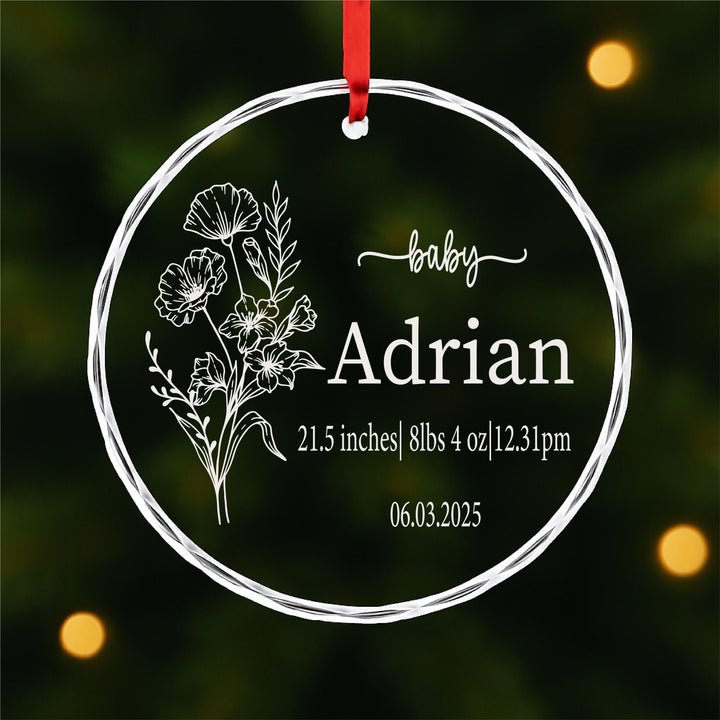 Personalized birth month Baby Ornament • Custom Birth Stats Keepsake • Newborn Gift for Boys or Girls • Baby’s First Christmas Ornament