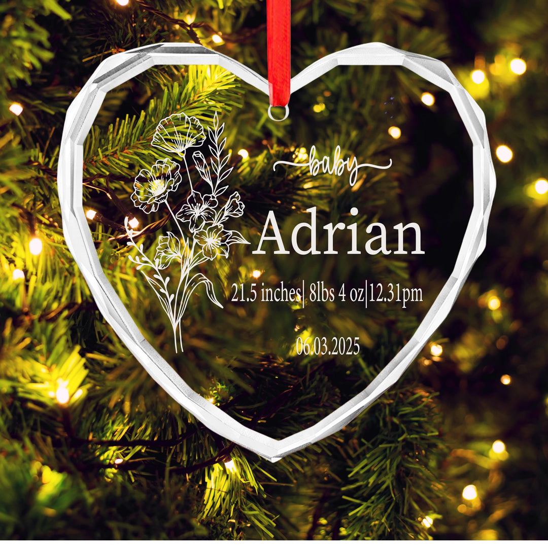 Personalized birth month Baby Ornament • Custom Birth Stats Keepsake • Newborn Gift for Boys or Girls • Baby’s First Christmas Ornament