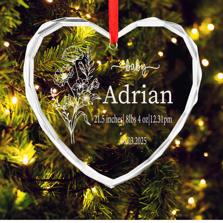 Personalized birth month Baby Ornament • Custom Birth Stats Keepsake • Newborn Gift for Boys or Girls • Baby’s First Christmas Ornament