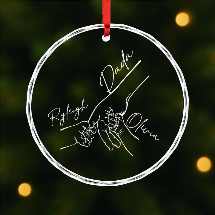 Personalized Dad Ornament • Custom Daddy &amp; Kids Holding Hands Keepsake • Father’s Day or Christmas Gift from Son&nbsp;Daughter
