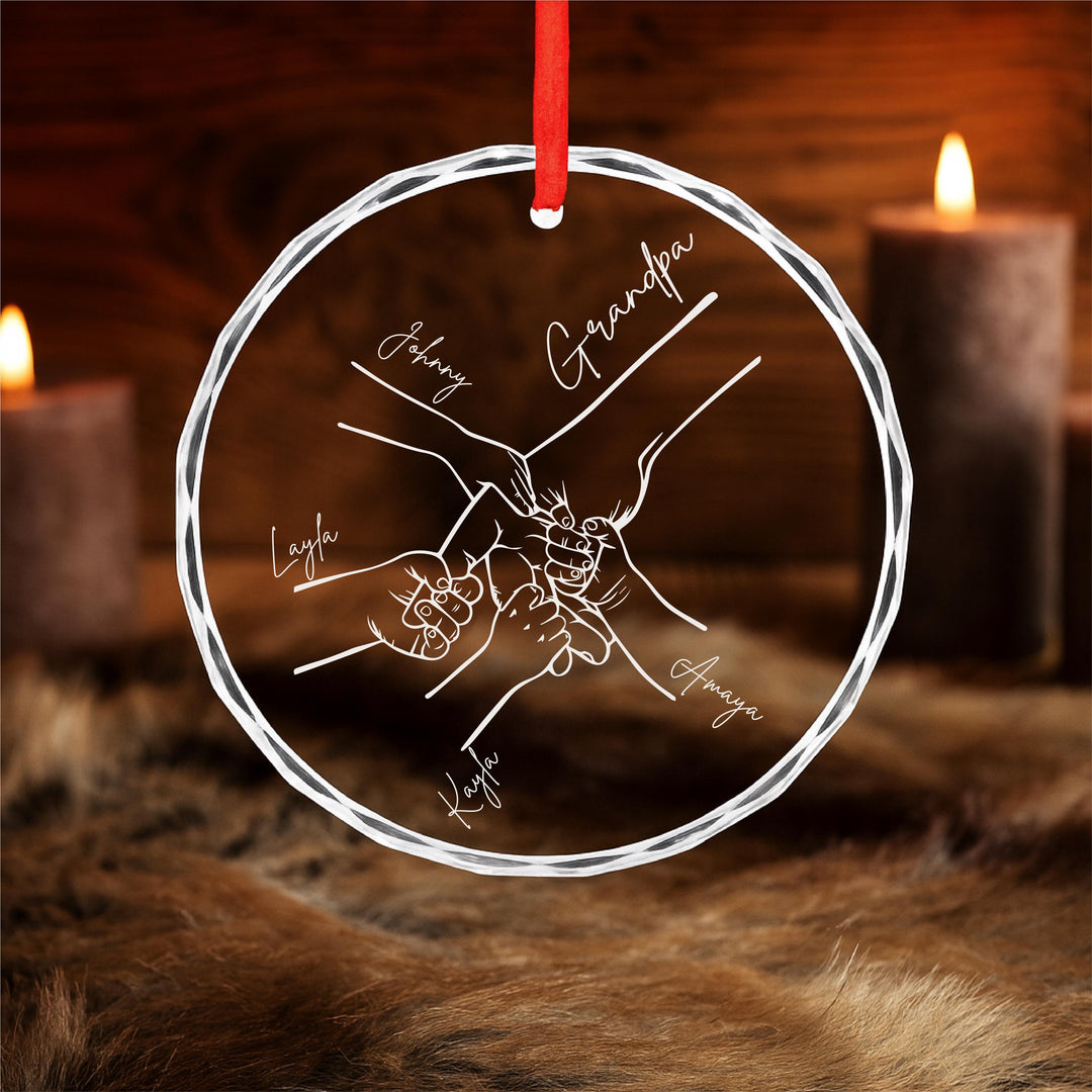 Personalized Dad Ornament • Custom Daddy &amp; Kids Holding Hands Keepsake • Father’s Day or Christmas Gift from Son&nbsp;Daughter