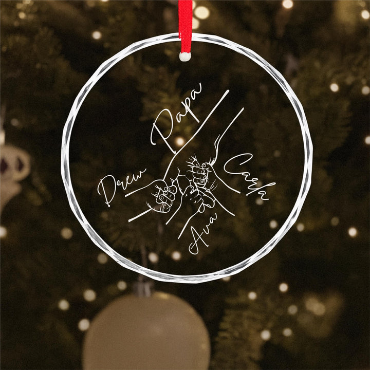 Personalized Dad Ornament • Custom Daddy &amp; Kids Holding Hands Keepsake • Father’s Day or Christmas Gift from Son&nbsp;Daughter