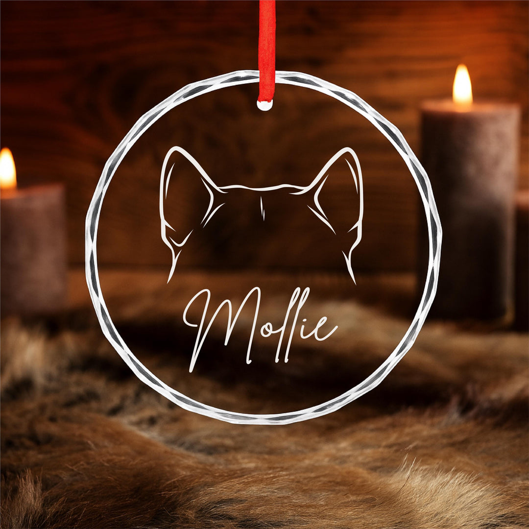 Personalized Dog Ear Ornament – Custom Pet Name Memorial Keepsake